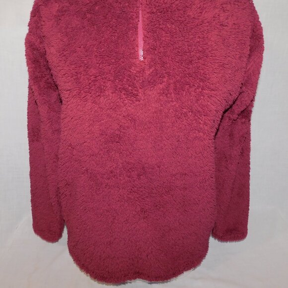 Eddie Bauer Womens S Berry Burgundy Quest Plush 2.0 1/4 Zip Teddy Fleece Sweater - Picture 3 of 7